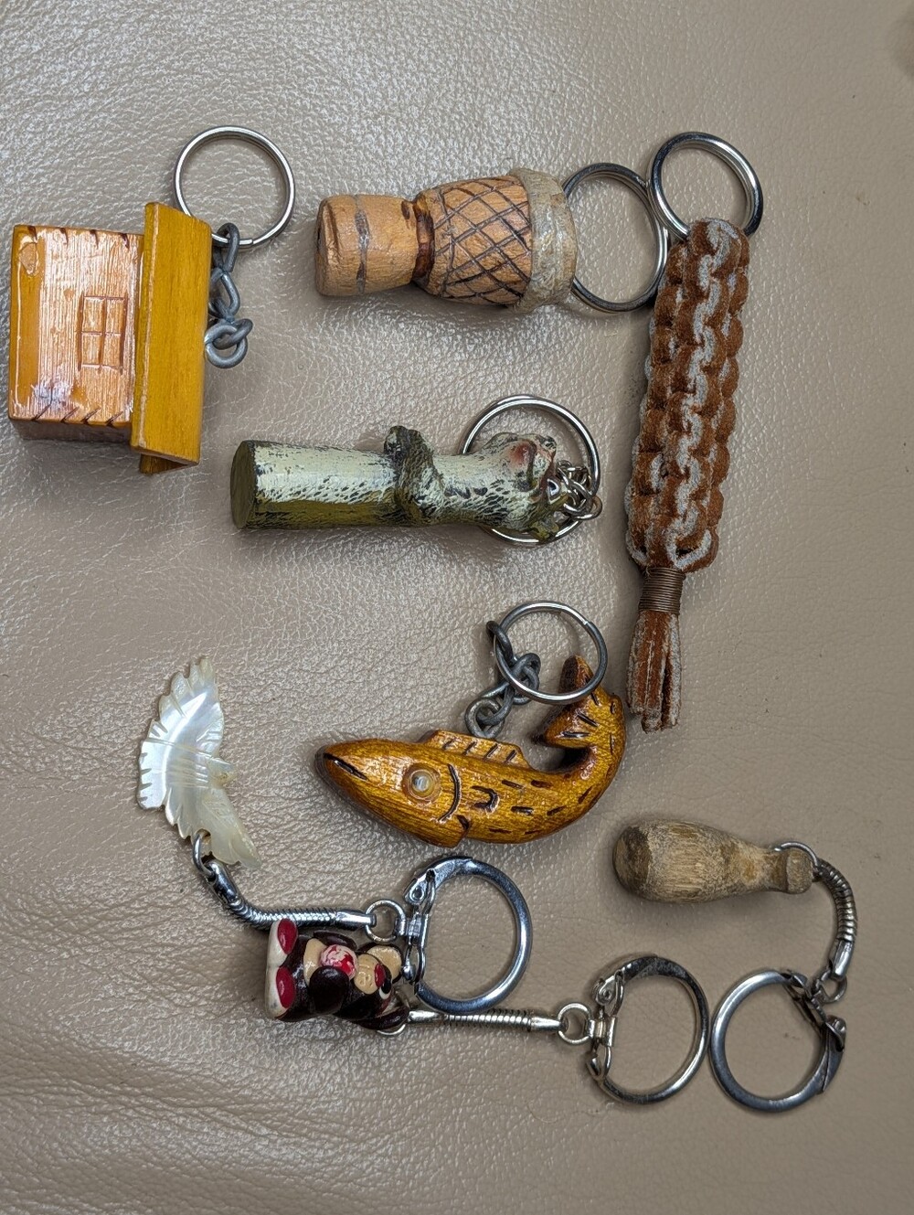 Handcrafted Wooden Keychain Lot 6